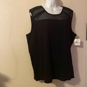 Rafaella sleeve less top black with mesh detail